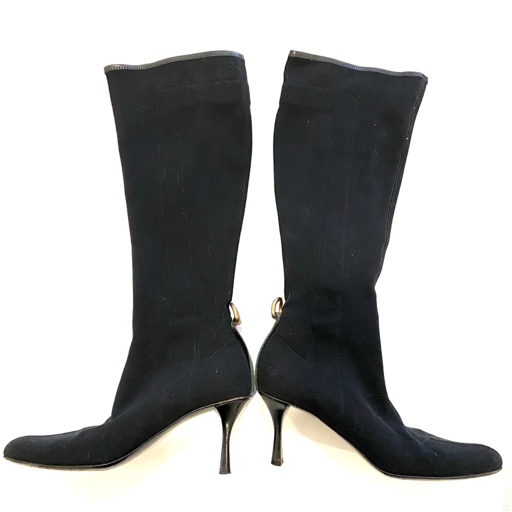 Gucci Web D Ring Black Tall Boots - Stretch - Picture 1 of 16